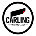 Carling Original Lager logo with a black circle and red accent on a white background