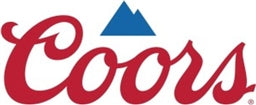 Coors logo with red text and blue triangle on a white background