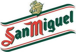 San Miguel logo with green and red text on a white background