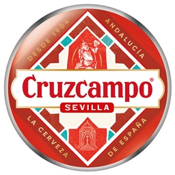 Cruzcampo Sevilla beer logo with red and white design