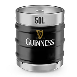 Guinness 50L keg on a white background