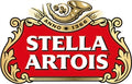 Stella Artois logo with red background and gold accents
