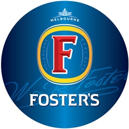 Foster's logo on a blue background