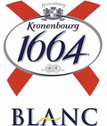 Kronenbourg 1664 Blanc logo with red cross on a white background