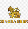 Singha Beer logo with a golden lion on a transparent background