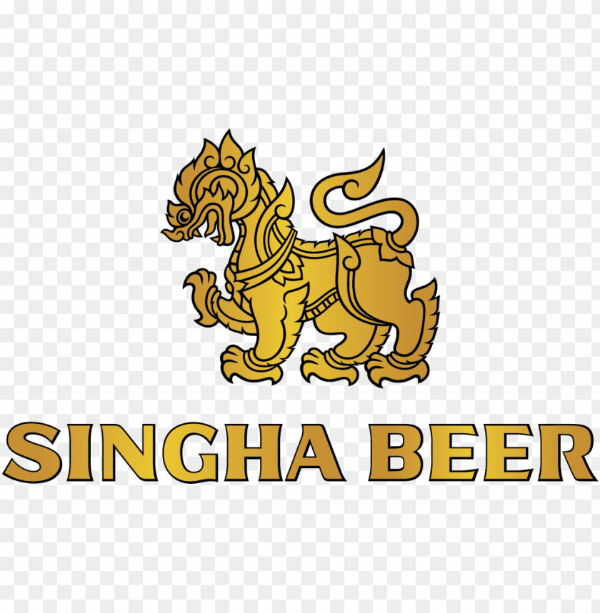 Singha Beer logo with a golden lion on a transparent background