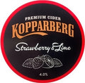 Kopparberg Strawberry & Lime cider label with red border