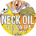 Beavertown Neck Oil Session IPA label with colorful design and text