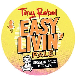 Tiny Rebel Easy Livin' Pale Ale label with a yellow background