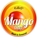 Lilley's Mango Cider label with a mango illustration on a yellow and orange background.