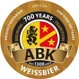 ABK Weissbier logo celebrating 700 years of Bavarian brewing tradition.