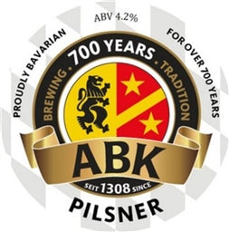 ABK Pilsner logo celebrating 700 years of brewing tradition