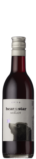 Bear & Star Merlot wine bottle with a white label featuring a bear illustration.