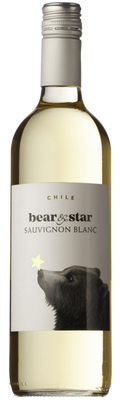 Bottle of bear & star Sauvignon Blanc wine with a label featuring a bear and star design.