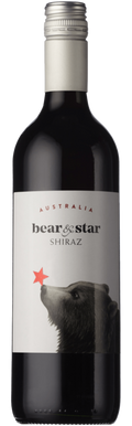 Bottle of bear & star Shiraz wine on a white background