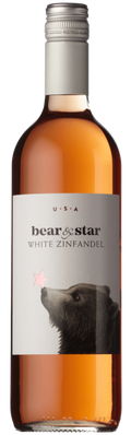 Bottle of bear & star White Zinfandel wine with a label featuring a bear and star design.