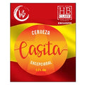 Label of Cerveza Casita with red and yellow design