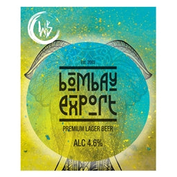 Bombay Export beer label with green and blue design