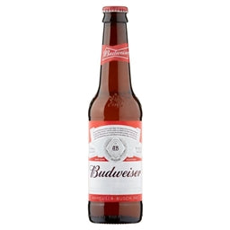 Budweiser beer bottle on a white background