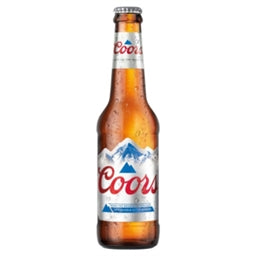 Coors light beer bottle on a white background