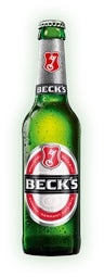 Beck's beer bottle on a white background