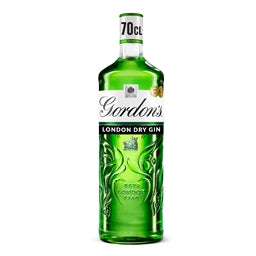 Bottle of Gordon's London Dry Gin on a white background
