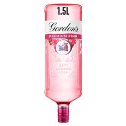 Gordon's Premium Pink gin bottle on a white background