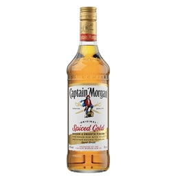 Captain Morgan Spiced Gold rum bottle on a white background
