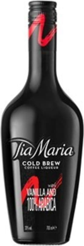 Bottle of Tia Maria Cold Brew Coffee Liqueur on a black background