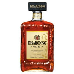 Disaronno Amaretto bottle on a white background