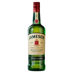 Jameson whiskey bottle on a white background