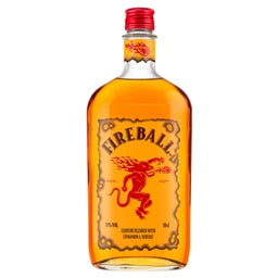 Fireball cinnamon whisky bottle on a white background