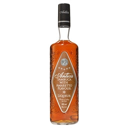 Bottle of Antica Sambucca Amaretto Flavour Liqueur on a white background