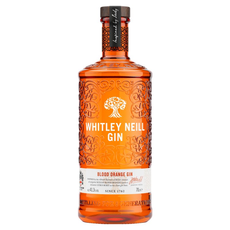 Whitley Neill Blood Orange Gin bottle on a white background