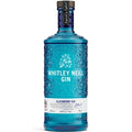 Blue bottle of Whitley Neill Blackberry Gin on a white background