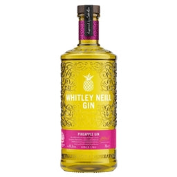 Bottle of Whitley Neill Pineapple Gin on a white background