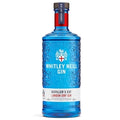 Blue bottle of Whitley Neill Distillers Cut Gin on a white background