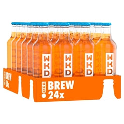 Pack of 24 WKD Irn Bru bottles with branding on a white background