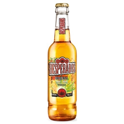 Bottle of Desperados tequila on a white background