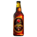 Bottle of Kopparberg Mixed Fruit cider with a red label on a white background