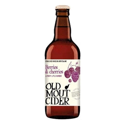 Bottle of Old Mout Cider with berries and cherries flavor on a white background