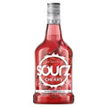 Bottle of Sourz Cherry liquor on a white background