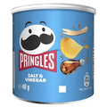 Pringles salt & vinegar flavor can on a white background
