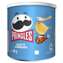 Pringles salt & vinegar flavor can on a white background
